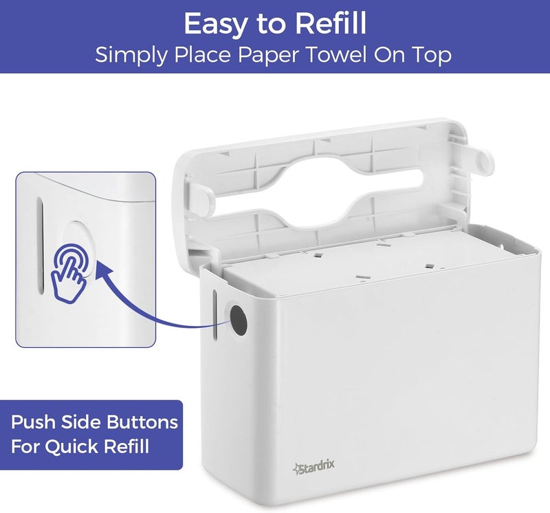 stardrix Countertop Paper Towel Dispenser, White Hand Towel Holder for Multifold/C-Fold/Z-Fold Towels, Single Sheet Dispensing, Non-Slip Base, Compact Design for Kitchen, Bathroom, or Commercial Use - Image 5